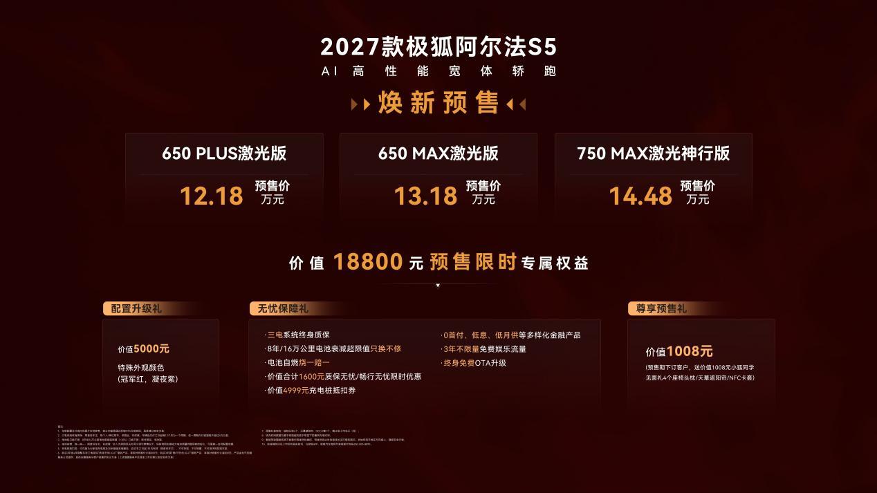 Arcfox Alpha S5 2027 pre-sale starts at 121,800 yuan with lidar and CATL batteries standard