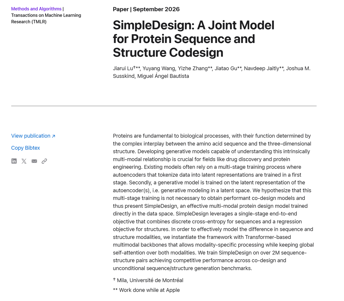 Apple unveils SimpleDesign protein model that generates sequences and 3D structures together