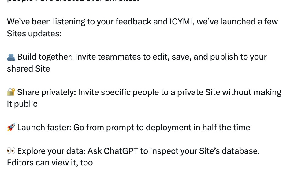 OpenAI upgrades ChatGPT Sites with faster deploys, collaboration and custom domains